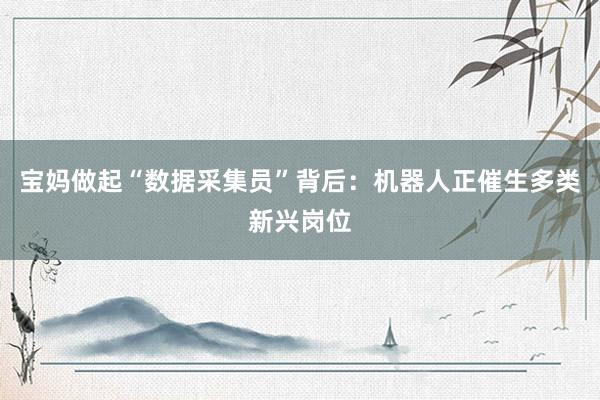 宝妈做起“数据采集员”背后：机器人正催生多类新兴岗位