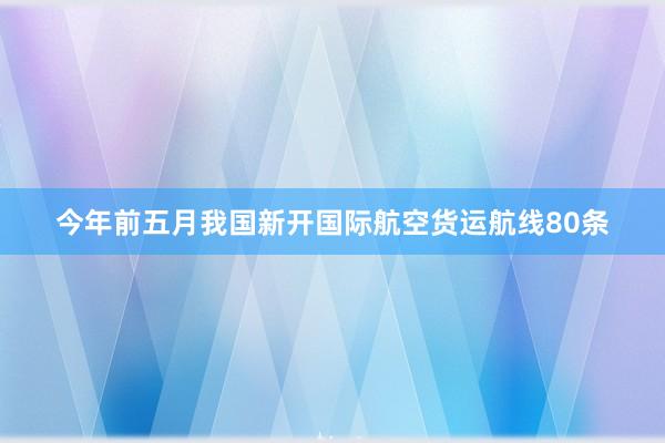 今年前五月我国新开国际航空货运航线80条