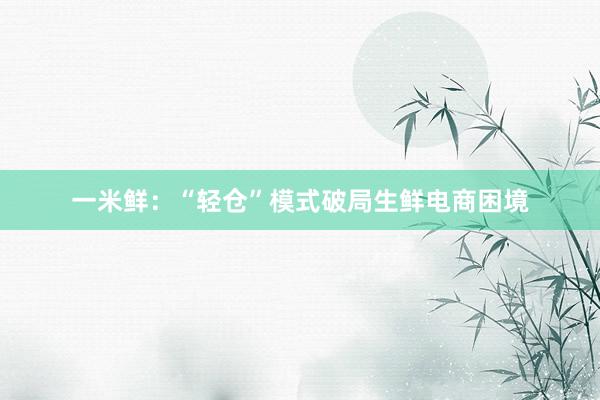 一米鲜：“轻仓”模式破局生鲜电商困境