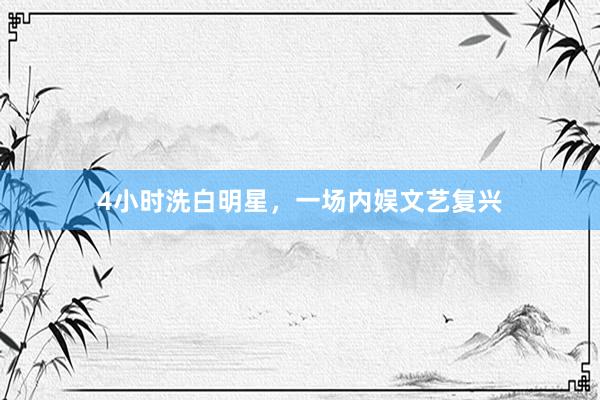 4小时洗白明星，一场内娱文艺复兴