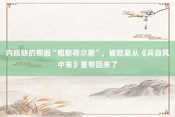 内娱缺的那股“粗粝荷尔蒙”，被欧豪从《兵自风中来》里带回来了