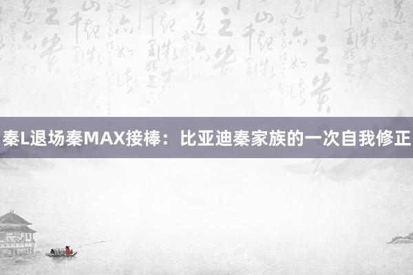 秦L退场秦MAX接棒：比亚迪秦家族的一次自我修正