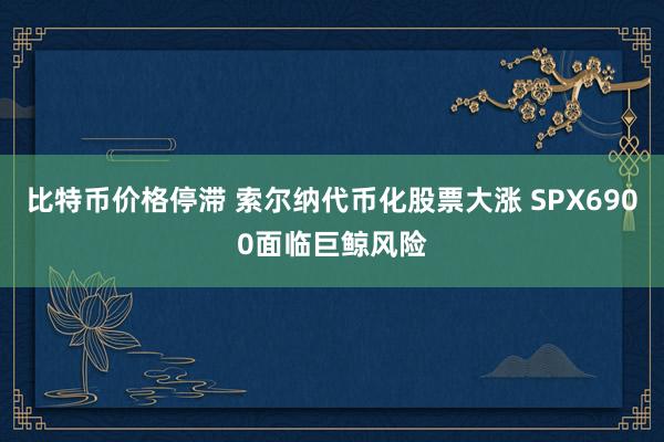 比特币价格停滞 索尔纳代币化股票大涨 SPX6900面临巨鲸风险