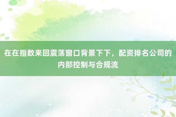 在在指数来回震荡窗口背景下下，配资排名公司的内部控制与合规流