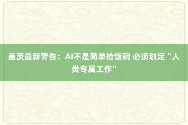 盖茨最新警告：AI不是简单抢饭碗 必须划定“人类专属工作”
