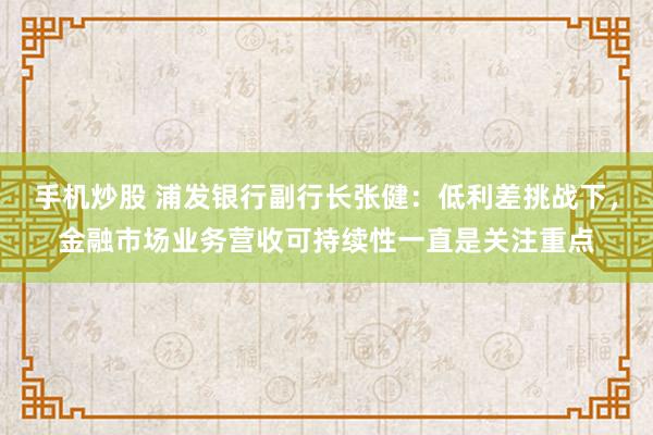 手机炒股 浦发银行副行长张健：低利差挑战下，金融市场业务营收可持续性一直是关注重点