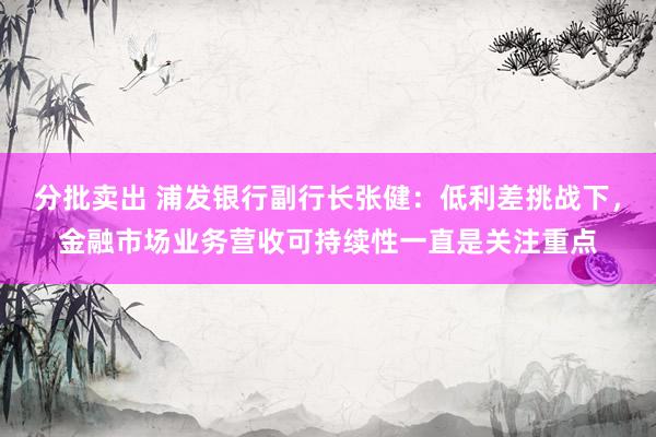 分批卖出 浦发银行副行长张健：低利差挑战下，金融市场业务营收可持续性一直是关注重点