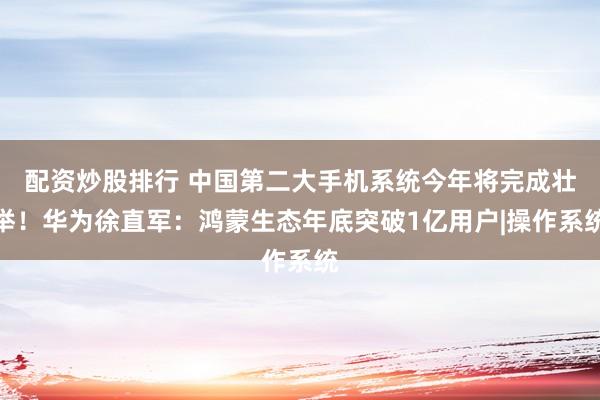 配资炒股排行 中国第二大手机系统今年将完成壮举！华为徐直军：鸿蒙生态年底突破1亿用户|操作系统
