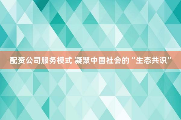 配资公司服务模式 凝聚中国社会的“生态共识”