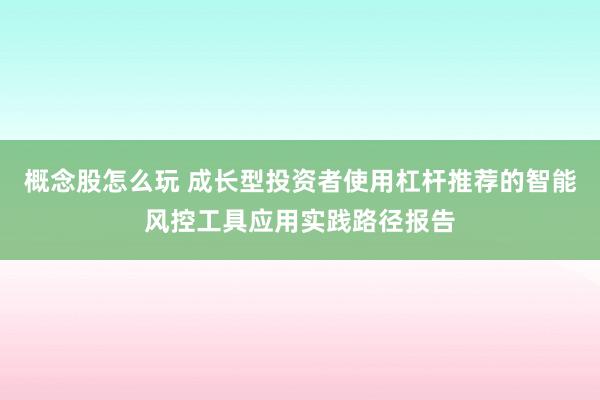 概念股怎么玩 成长型投资者使用杠杆推荐的智能风控工具应用实践路径报告