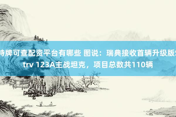 持牌可查配资平台有哪些 图说：瑞典接收首辆升级版Strv 123A主战坦克，项目总数共110辆