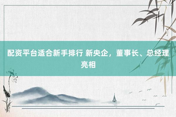 配资平台适合新手排行 新央企，董事长、总经理亮相