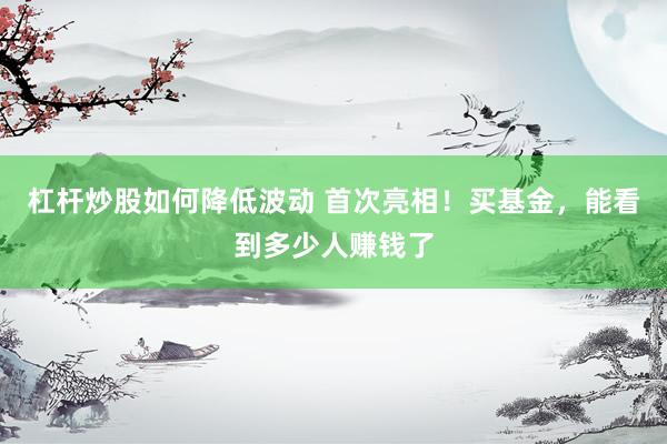 杠杆炒股如何降低波动 首次亮相！买基金，能看到多少人赚钱了