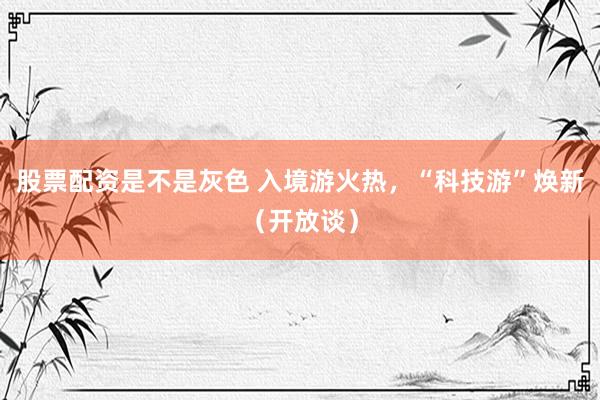 股票配资是不是灰色 入境游火热，“科技游”焕新（开放谈）